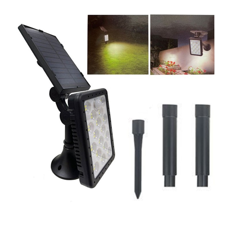 Faretto energia solare 68 led lampada da esterno giardino luce bianca faro casa