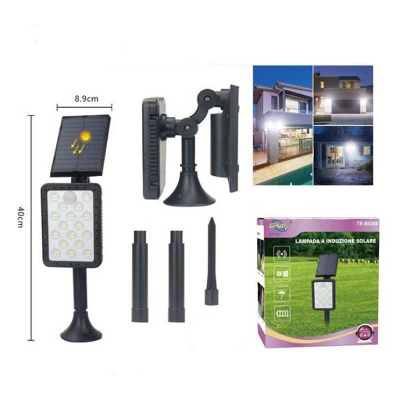 Driwei Faretto energia solare 68 led lampada da esterno giardino lu...