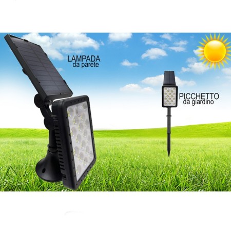 Faretto energia solare 68 led lampada da esterno giardino luce bianca faro casa