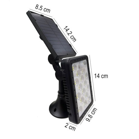Faretto energia solare 68 led lampada da esterno giardino luce bianca faro casa