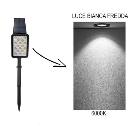 Faretto energia solare 68 led lampada da esterno giardino luce bianca faro casa