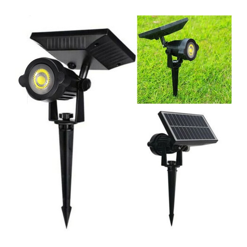 Faro led ad energia solare faretto da esterno giardino luce bianca lampada 12W