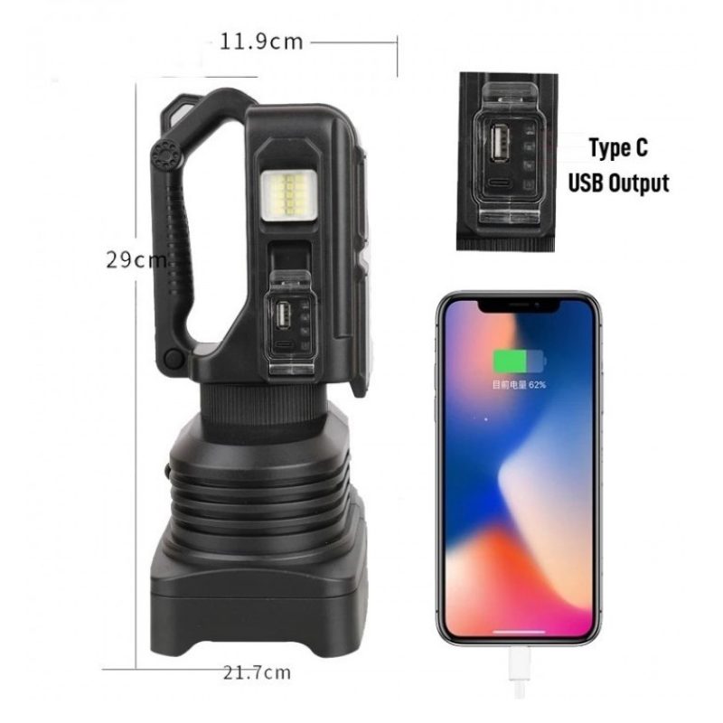 Driwei Torcia led potente lampada ricaricabile 36W USB power bank e...
