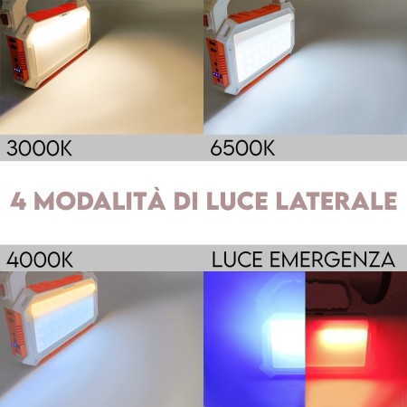 Torcia led emergenza potente solare lampada ricaricabile USB powerbank campeggio