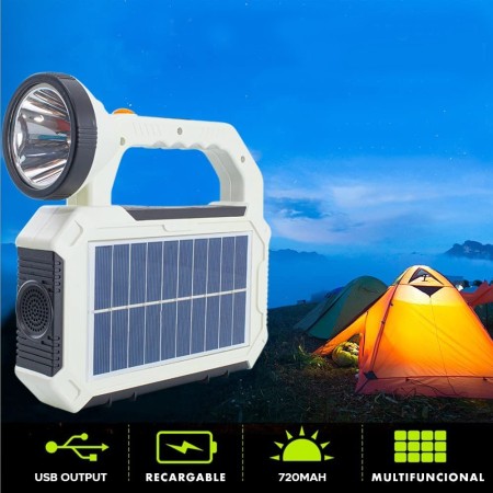 Torcia led emergenza potente solare lampada ricaricabile USB powerbank campeggio