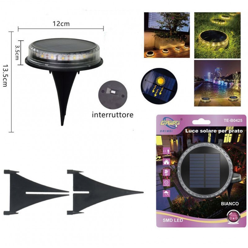 Driwei Luce solare led da giardino esterno picchetto segnapasso luc...