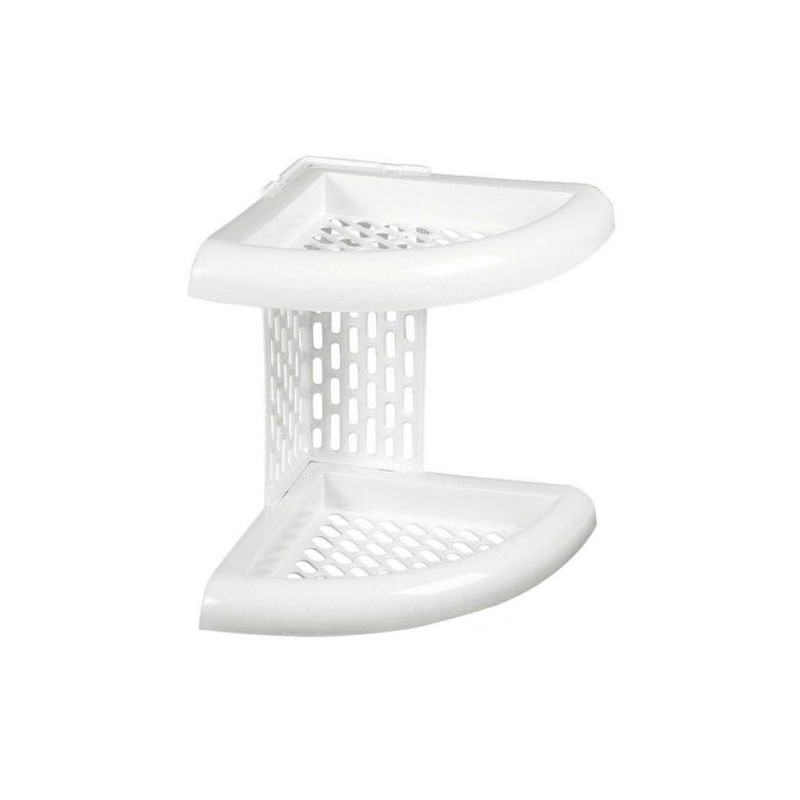 Mensola angolare da doccia bagno 2 ripiani shampoo scaffale portasapone plastica