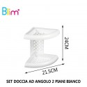 Mensola angolare da doccia bagno 2 ripiani shampoo scaffale portasapone plastica