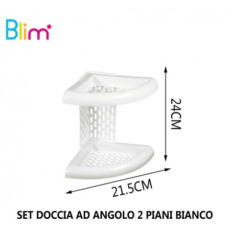 Mensola angolare da doccia bagno 2 ripiani shampoo scaffale portasapone plastica