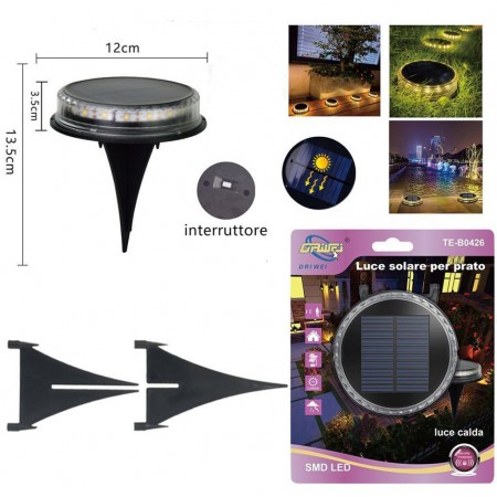 Luce solare led da giardino esterno picchetto segnapasso gialla calda 1/3/5pcs