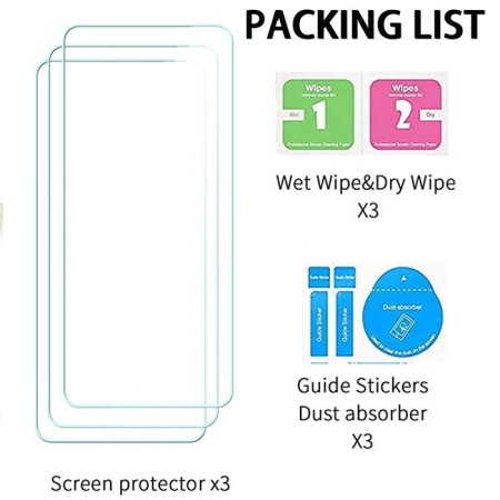 3 Pellicola Vetro temperato XIAOMI REDMI NOTE MI 12/11/10/9/S/8/T/7/6/PRO/LITE