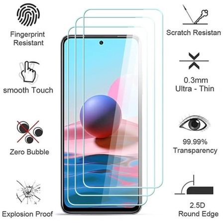 3 Pellicola Vetro temperato XIAOMI REDMI NOTE MI 12/11/10/9/S/8/T/7/6/PRO/LITE