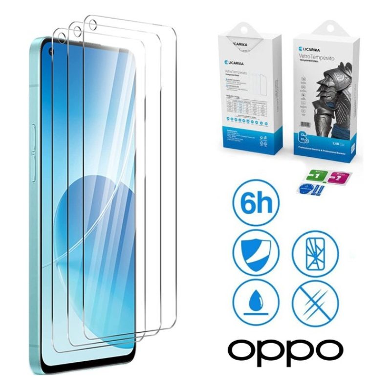 Licarika 3 Pellicola Vetro temperato OPPO RENO 6 3 A32 A52 A53 A53S...