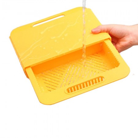 Tagliere in plastica scorrevole con doppio vano lavandino colino verdura cucina