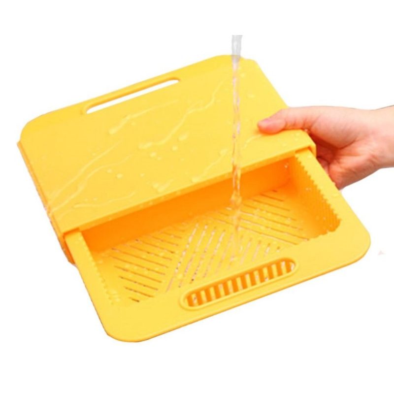 Tagliere in plastica scorrevole con doppio vano lavandino colino verdura cucina