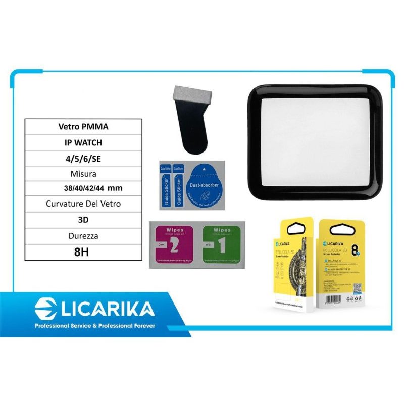 Licarika 2 Pellicola Vetro temperato iWatch Apple watch serie 4/5/6...
