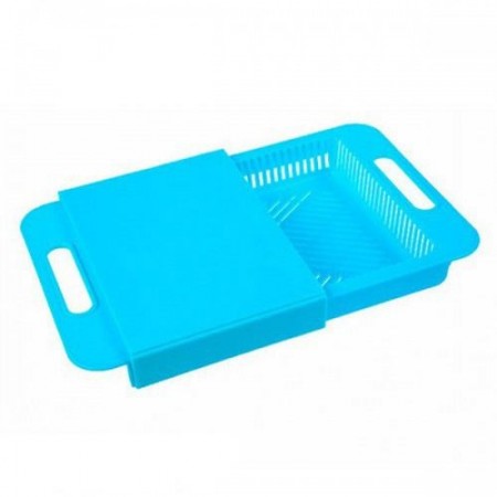 Tagliere in plastica scorrevole con doppio vano lavandino colino verdura cucina