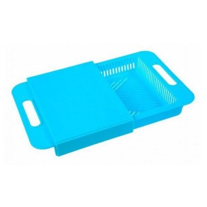 Tagliere in plastica scorrevole con doppio vano lavandino colino verdura cucina