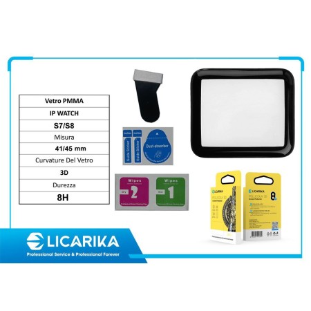 2x Pellicola Vetro temperato iWatch Apple Watch Series 7/8 da 41mm 45mm curvo