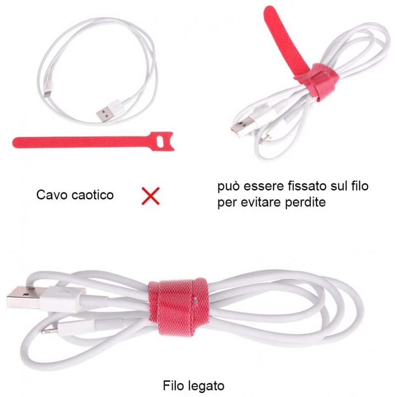 WeHome Fascette in Velcro Ferma stringi cavi con chiusura a strappo...