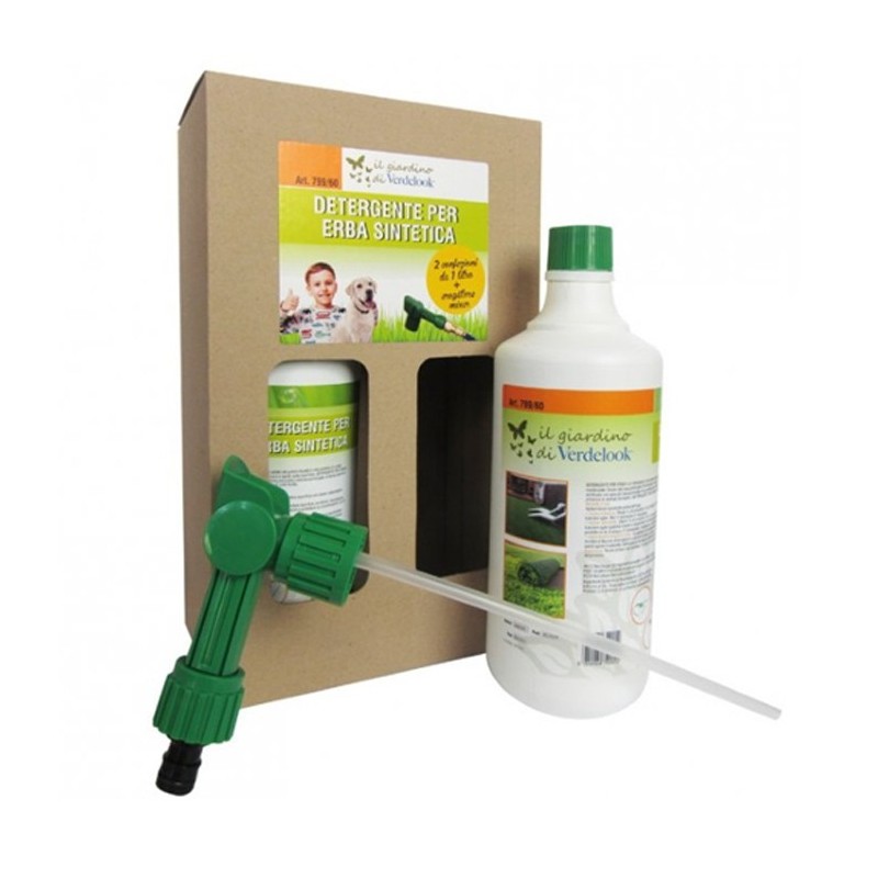 Detergente per pulizia prato sintetico erba finta artificiale 2 LT + Erogatore