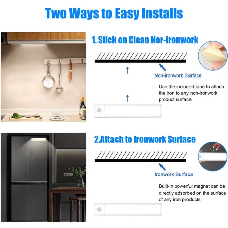 Luce con sensore di movimento Striscia Led luce per armadio sotto pensile 40cm