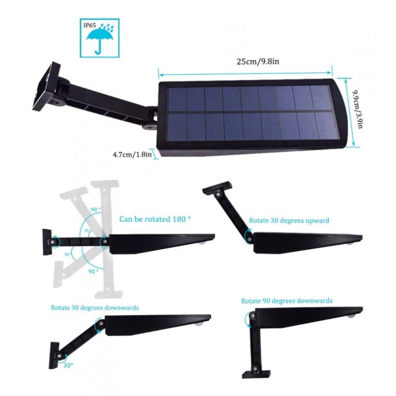 Hongu Elettronics Faro lampione a 48 LED esterno pannello solare se...