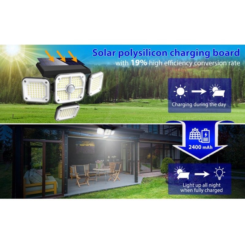 Hongu Faro lampione 231 LED esterno energia solare sensore di movim...