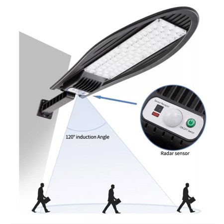 Faro lampione stradale solare con sensore di movimento telecomando 168 LED IP65