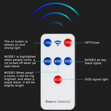 Lampione led stradale solare sensore di movimento faro staffa telecomando IP65
