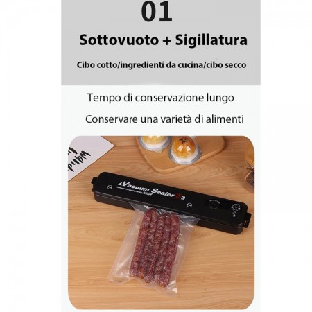 Macchina professionale per sottovuoto + 10 Buste bocca 30 Cm alimenti cibo casa