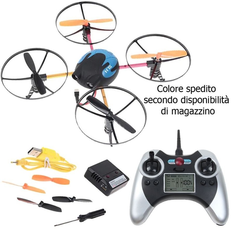Drone no.6044 quadrirotore motore quattro eliche UFO rediocomandato batteria