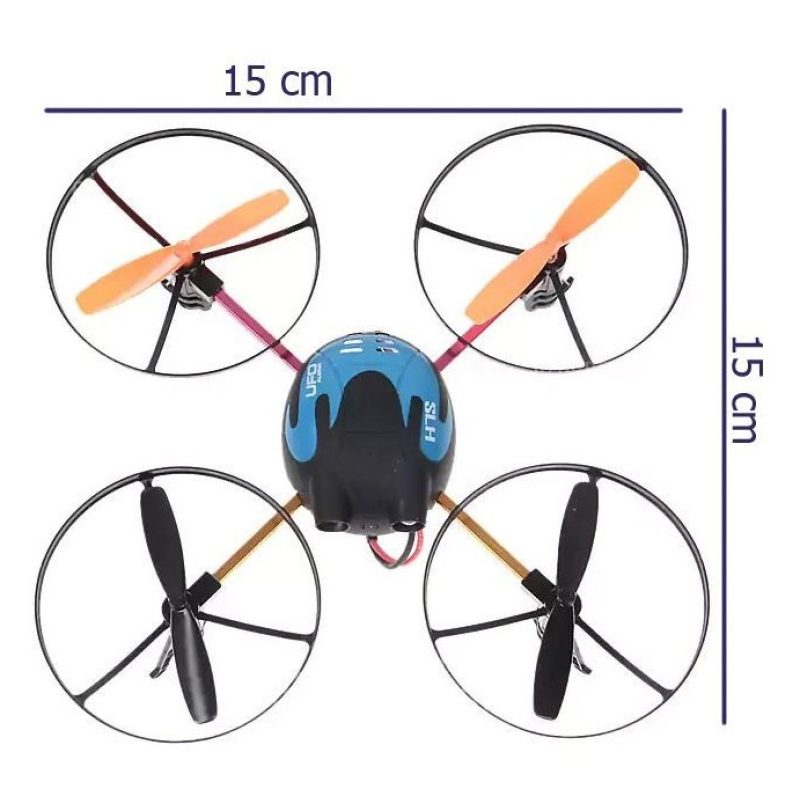 Drone no.6044 quadrirotore motore quattro eliche UFO rediocomandato batteria