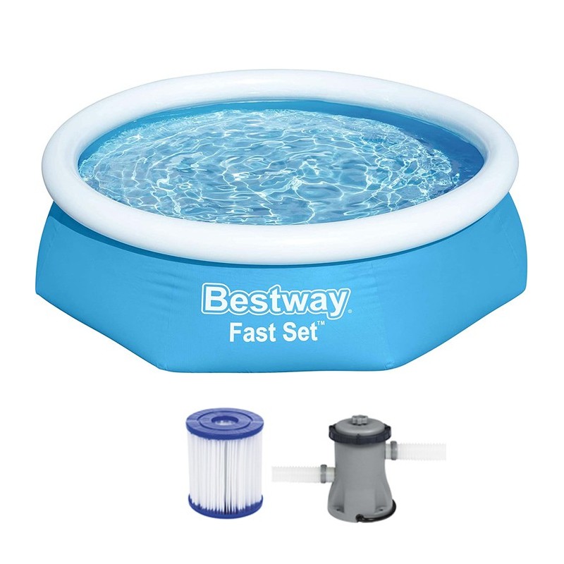 Piscina Fuori Terra Bestway 2,44mx61cm da Giardino bambini fast set tonda in PVC