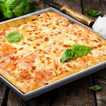 Teglia rettangolare da forno 37x60 cm pizza in latta multiuso manici focaccia
