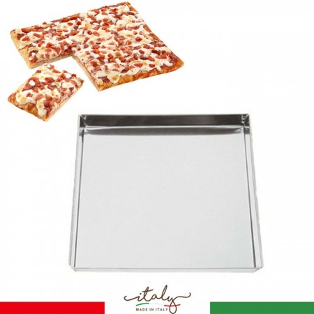 Teglia quadrata da forno 36x34 cm pizza multiuso in latta focaccia cucina dolci