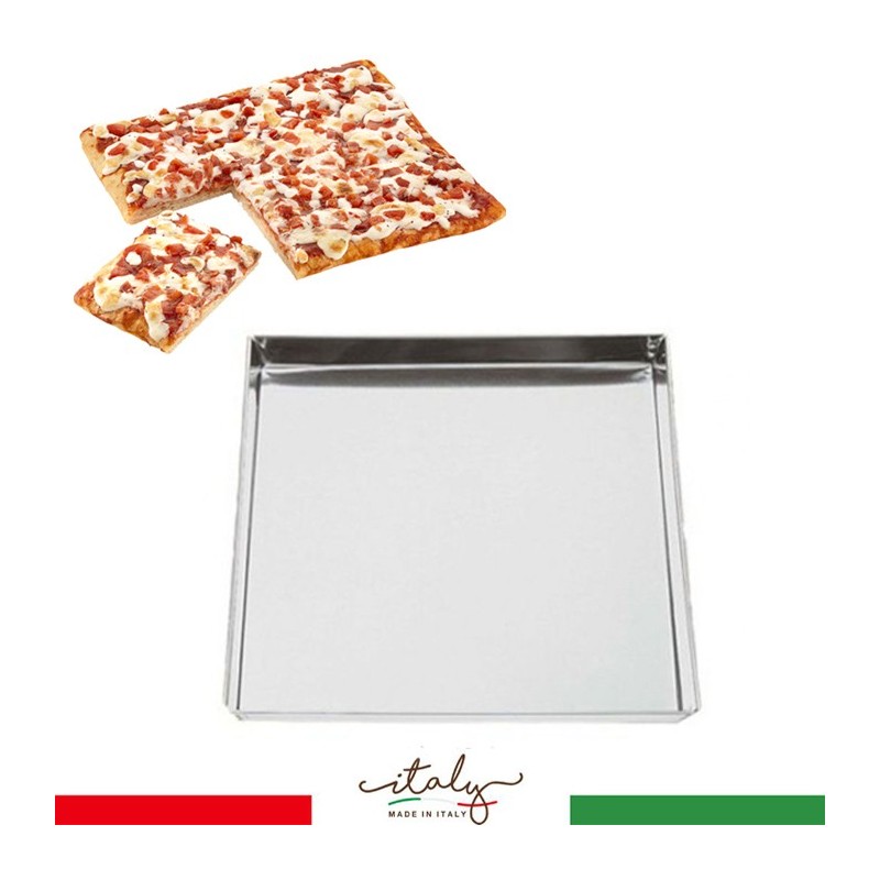 Teglia quadrata da forno 36x34 cm pizza multiuso in latta focaccia cucina dolci