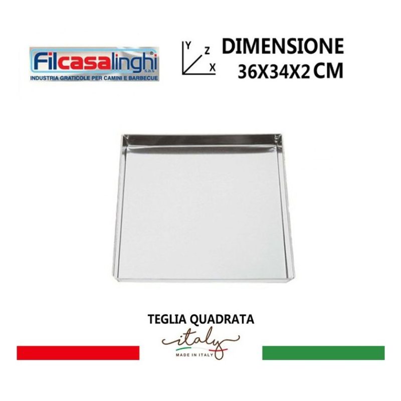 Fil Casalinghi Teglia quadrata da forno 36x34 cm pizza multiuso in ...
