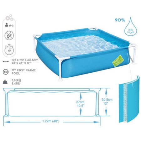 Piscina quadrata FuoriTerra da Giardino bambini 122x122x30,5cm Bestway esterno
