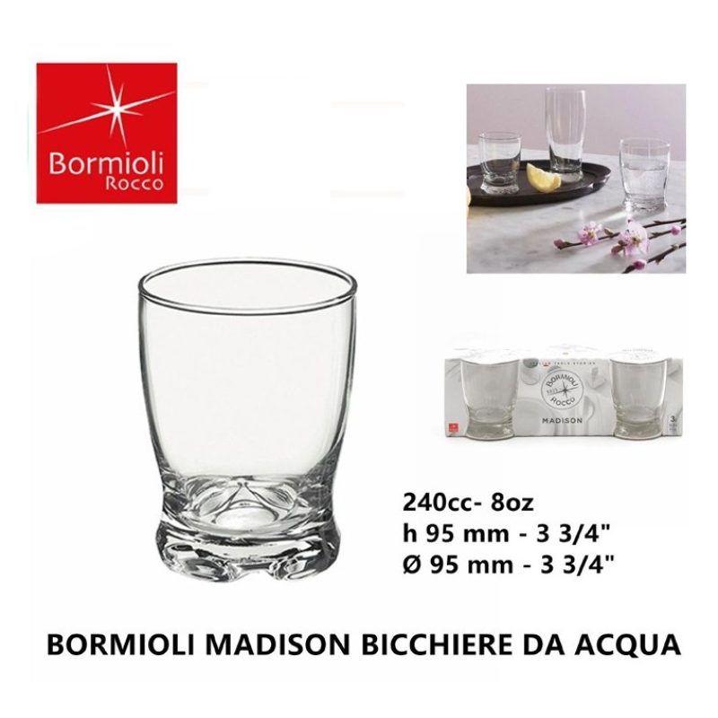 Bormioli Rocco Set 6 pz Bicchiere acqua Bormioli Madison da 24 cl i...