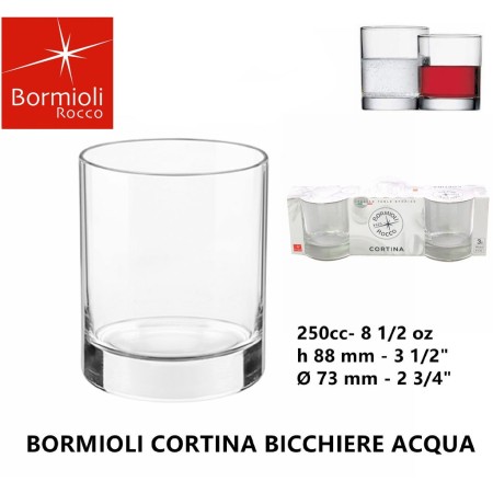 Set 6 bicchieri in vetro per acqua vino Bormioli Rocco Cortina 25,5 cl bicchiere