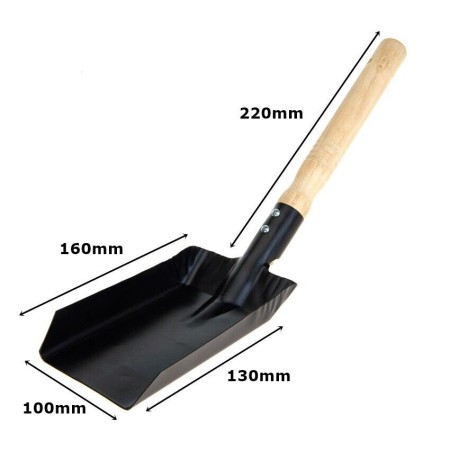 Pala quadrata raccolta di carbone cenere giardino barbecue 44x20 cm manico legno