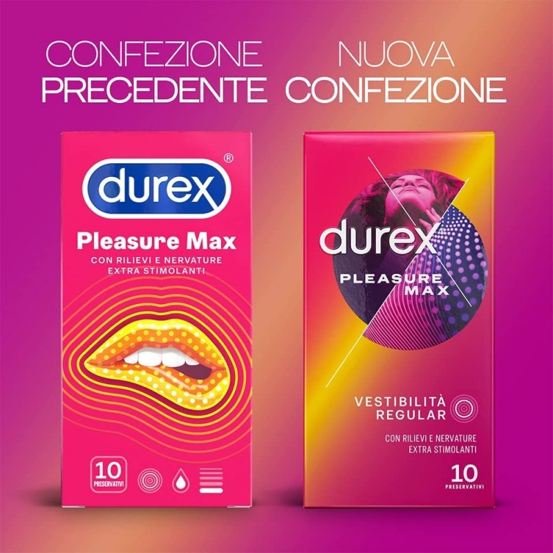 Durex 24 Preservativi DUREX Pleasure Max Profilattici stimolanti pe...