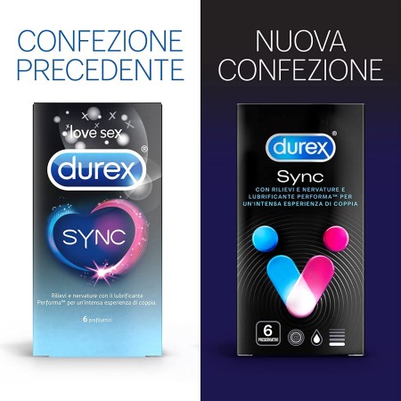 Durex Sync Preservativi Ritardanti e Lubrificati Forma Easy-On 18 Profilattici