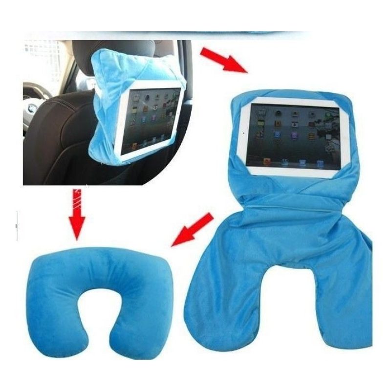 Cuscino da viaggio tablet ipad 3 in 1 trasformabile pillow poggiatesta auto