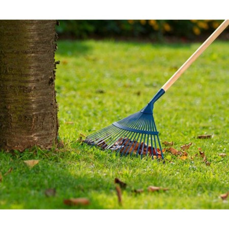 Rastrello scopa per foglie prato erba da giardino in acciaio 22 denti no manico