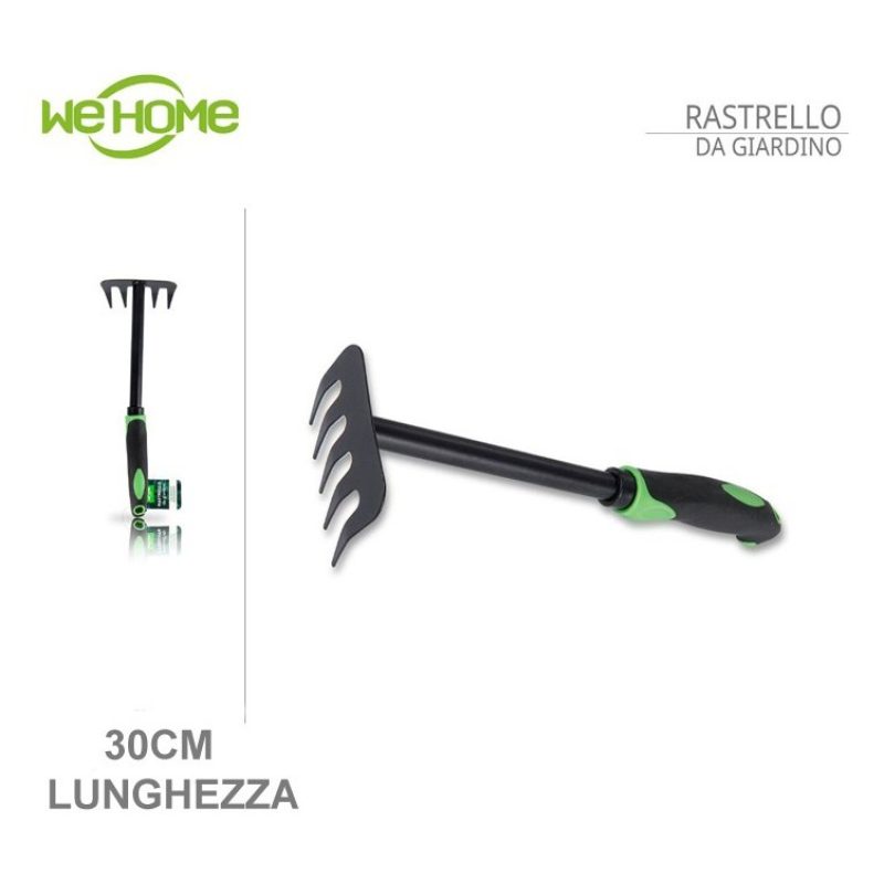 WeHome Rastrello giardino attrezzi 5 denti in acciaio con manico fo...