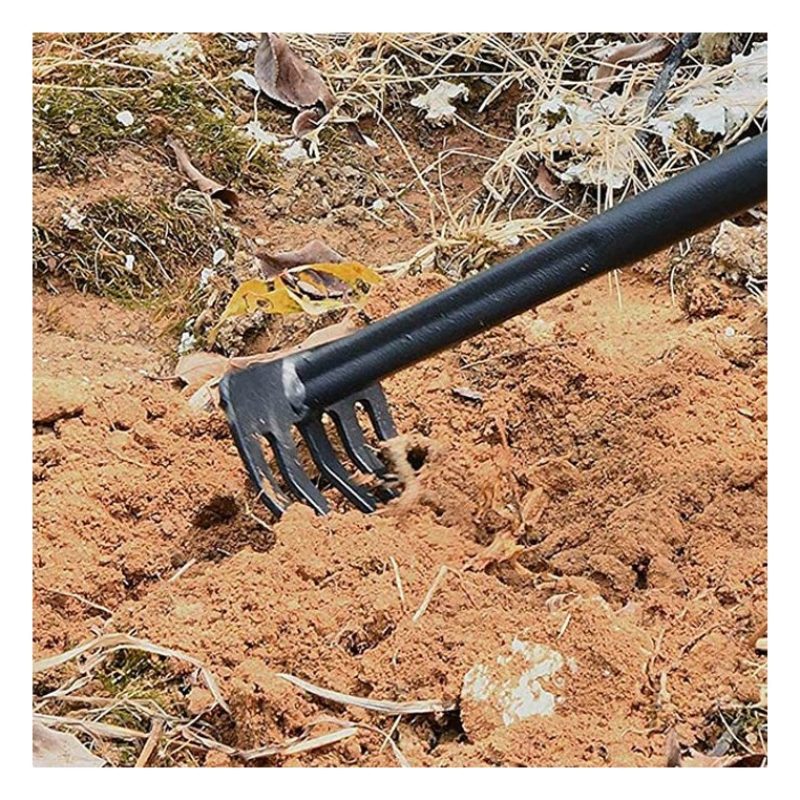 WeHome Rastrello da giardino manico in legno attrezzi 5 denti in ac...