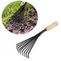 Scopetta rastrello aiuole cura del Giardino e Orto 9 denti acciaio manico legno