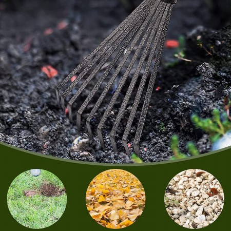 Scopetta rastrello aiuole cura del Giardino e Orto 9 denti acciaio manico legno